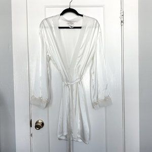 Linea Donatella Satin Wrap Robe - Size L/XL - White